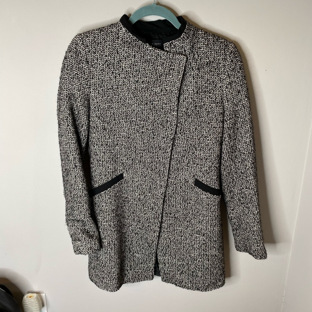 Zara Sz Medium Black Basic Button Up Jacket - image 1